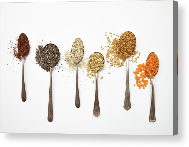 White Background Acrylic Print featuring the photograph Super Food Grains by Lew Robertson