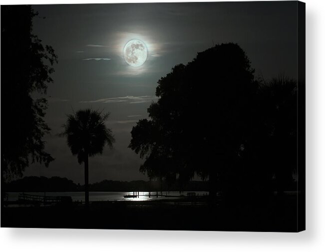 Super Moon Acrylic Print featuring the photograph Super Moon over Wimbee Creek by Scott Hansen