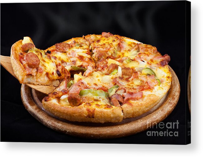 Pizza Acrylic Print featuring the photograph Supreme Hot Pizza by Anek Suwannaphoom