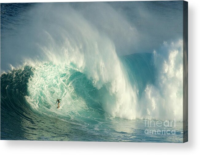 Surf Acrylic Print featuring the photograph Surfing Jaws 3 Display Of Courage by Bob Christopher