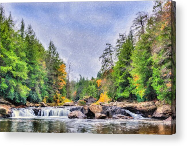 Swallow Falls Acrylic Print featuring the photograph Swallow Falls Oil Painting by Patrick Wolf