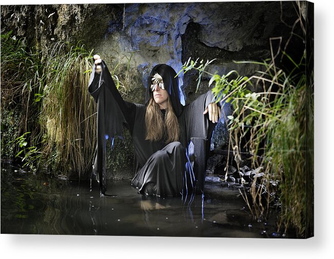 Witch Acrylic Print featuring the photograph Swamp Hag in Blue by Jean Gill