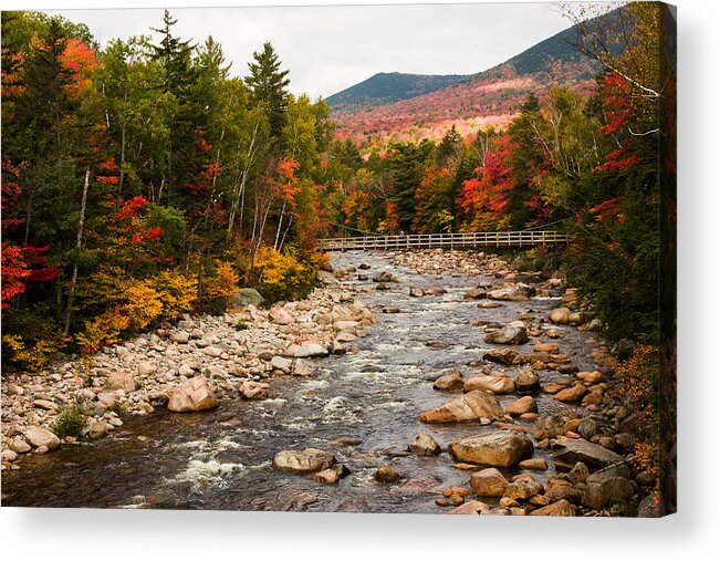 autumn Foliage New England Acrylic Print featuring the photograph Swift River painted with autumns paint brush by Jeff Folger