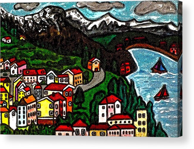 Swiss Acrylic Print featuring the painting Swiss Country by Monica Engeler