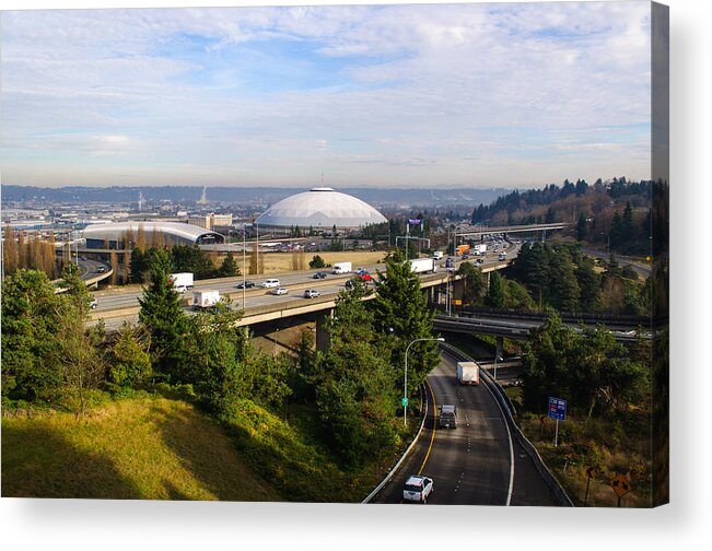 Tacoma Acrylic Print featuring the photograph Tacoma Dome and Auto Museum by Tikvah's Hope