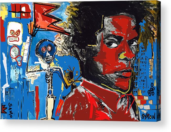 Jean Michel Basquiat Acrylic Print featuring the painting Tag by Helen Syron