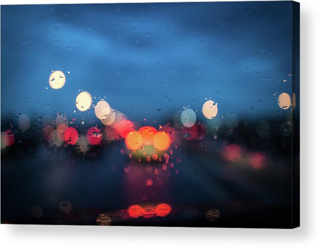Transparent Acrylic Print featuring the photograph Taillight Bokeh by Emrold
