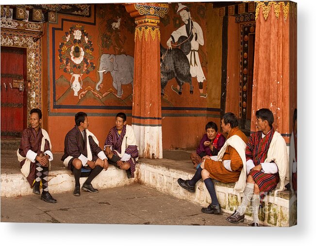 Asia Acrylic Print featuring the digital art Talk of town in Bhutan by Angelika Drake