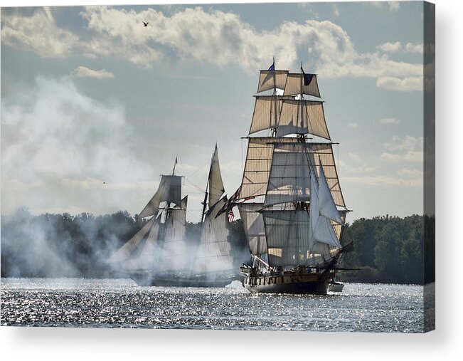 Battle Of Lake Erie Acrylic Print featuring the photograph Tall Ships by Ann Bridges