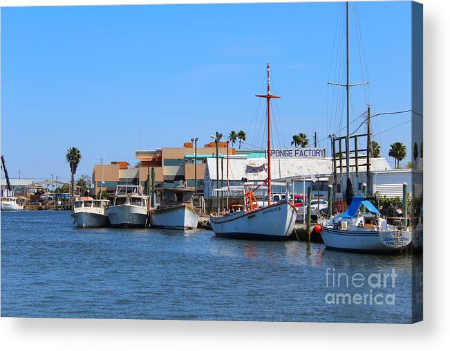 Boats Acrylic Print featuring the painting Tarpon Springs Boats by Jeanne Forsythe