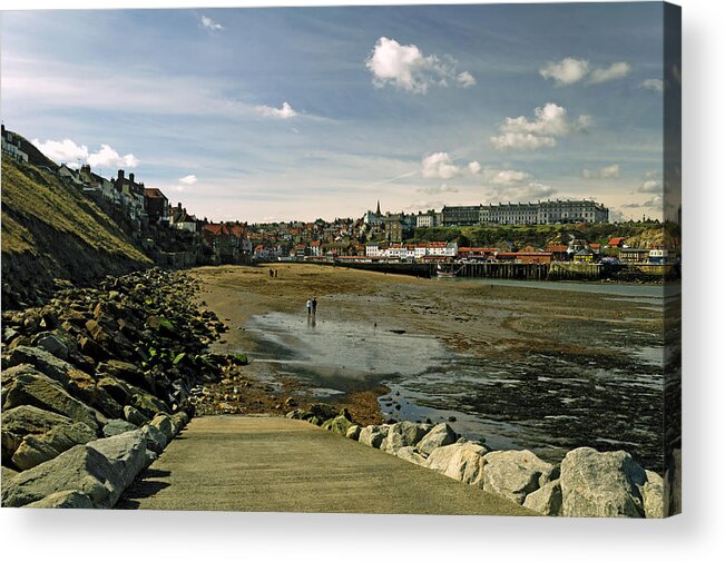 Britain Acrylic Print featuring the photograph Tate Hill Sands from the Slipway - Whitby by Rod Johnson