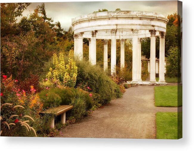 Untermyer Garden Acrylic Print featuring the photograph Temple of the Sky in Autumn by Jessica Jenney