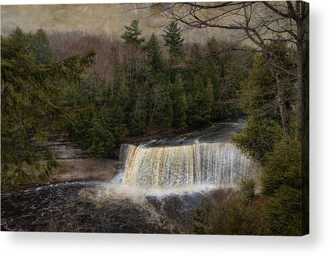 Beige Acrylic Print featuring the photograph Textured Tahquamenon River Michigan by Evie Carrier