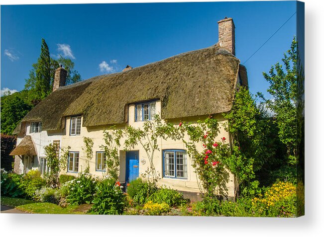 Dunster Acrylic Print featuring the photograph Thatched Cottage in Dunster Somerset by David Ross