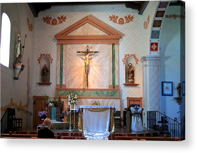 Religious Acrylic Print featuring the pyrography The Altar at Mission San Luis Obispo de Tolosa by DUG Harpster