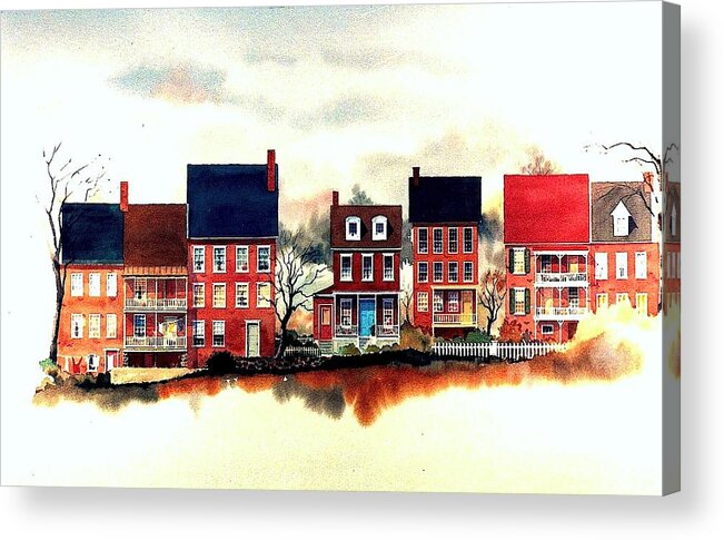 Old New Castle Delaware Acrylic Print featuring the painting The Back of the Strand by William Renzulli
