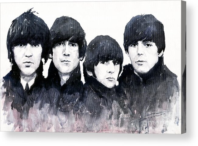 Watercolour Acrylic Print featuring the painting The Beatles by Yuriy Shevchuk