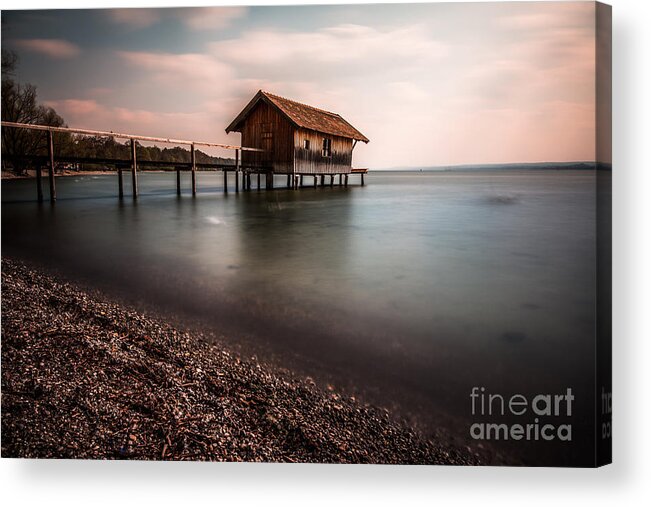 Ammersee Acrylic Print featuring the photograph The boats house by Hannes Cmarits