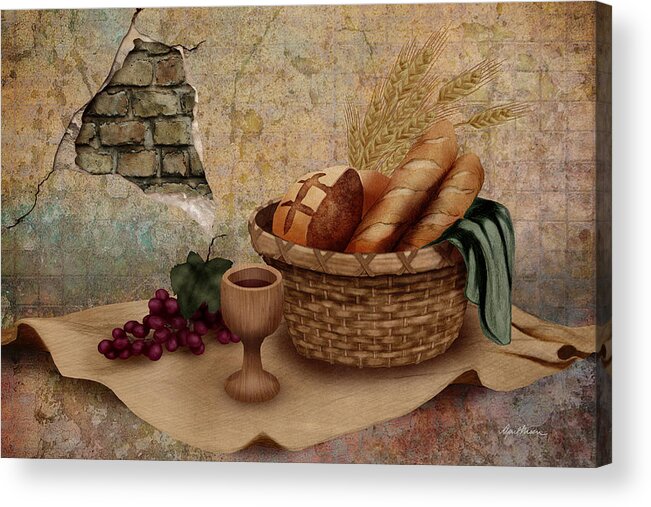 Jesus Acrylic Print featuring the digital art The Bread of Life by April Moen