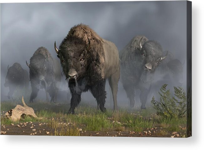 Bison Acrylic Print featuring the digital art The Buffalo Vanguard by Daniel Eskridge