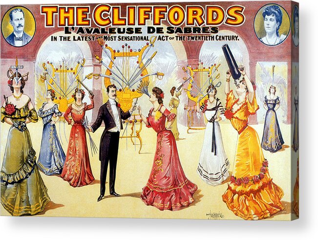 Entertainment Acrylic Print featuring the photograph The Cliffords, Sword Swallowing Act by Science Source
