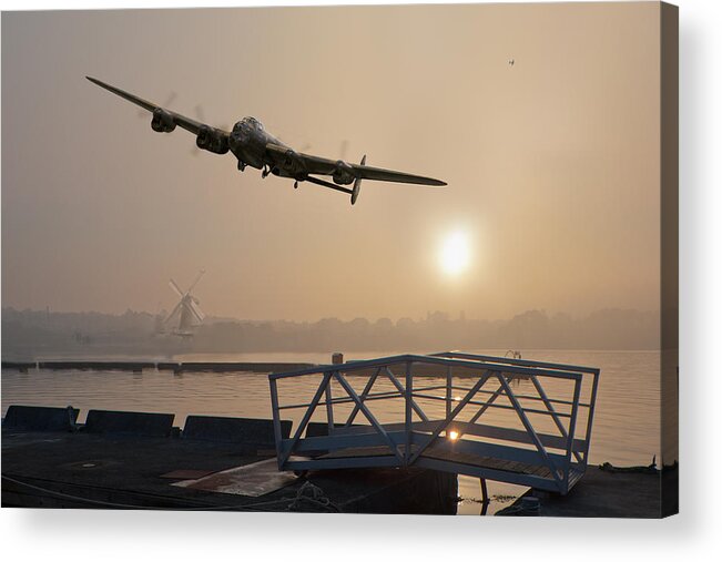Dambusters Acrylic Print featuring the photograph The Dambusters - last one home by Gary Eason