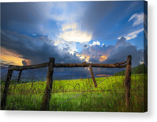 Appalachia Acrylic Print featuring the photograph The Fence at Cades Cove by Debra and Dave Vanderlaan