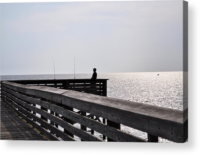 Fisherman Acrylic Print featuring the photograph The Fisherman, Fort Island Gulf Beach, Crystal River, Florida by Randi Kuhne