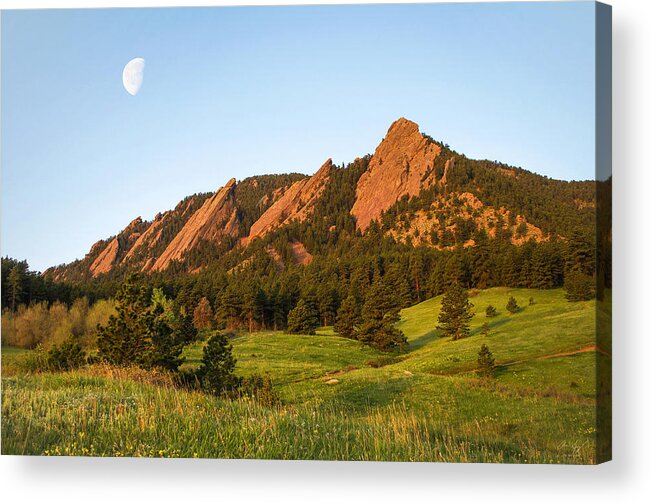 Flatirons Acrylic Print featuring the photograph The Flatirons - Spring by Aaron Spong