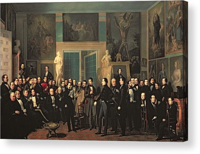 Statue Acrylic Print featuring the photograph The Gathering Of The Poets, 1846 Oil On Canvas by Antonio Maria Esquivel