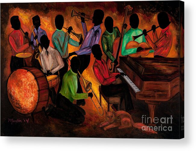 Cat Acrylic Print featuring the painting The GitDown HoeDown by Larry Martin