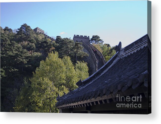 Ancient Watchtowers On The Great Wall Acrylic Print featuring the photograph The Great Wall 682 by Terri Winkler