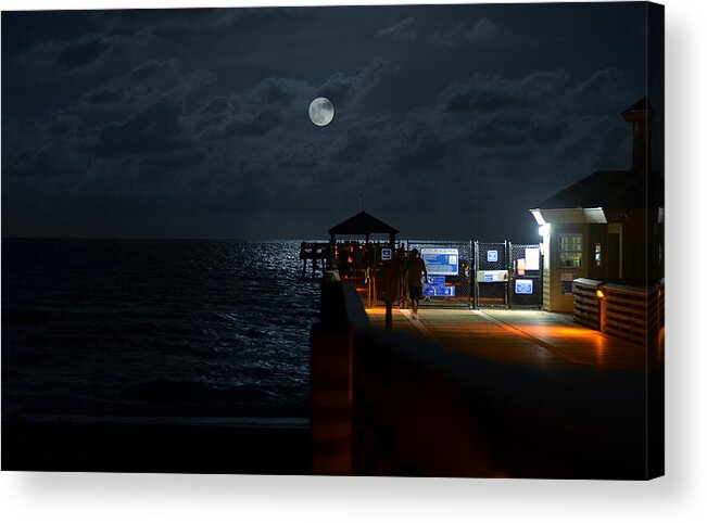 Pier Acrylic Print featuring the photograph The Last Outpost by Laura Fasulo