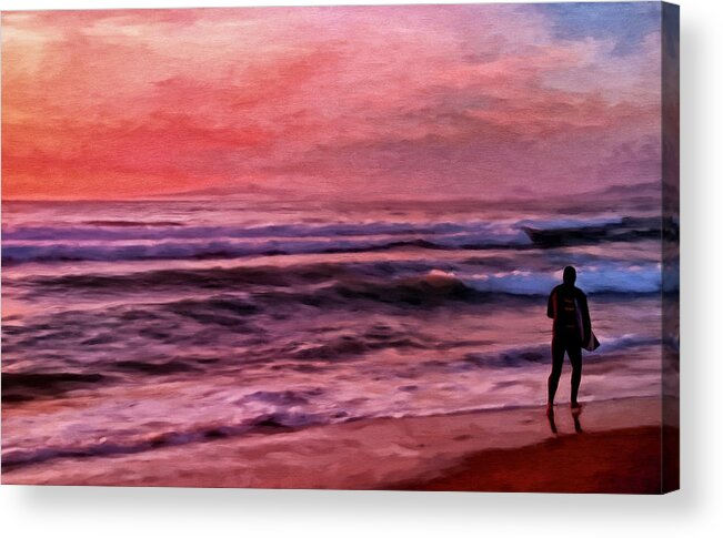 Surf Acrylic Print featuring the painting The Last Set by Michael Pickett