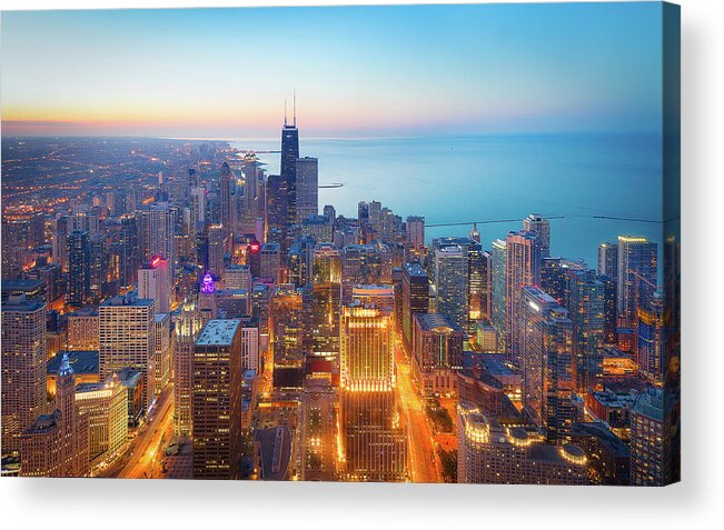 Chicago Acrylic Print featuring the photograph The Magnificent Mile by Michael Zheng