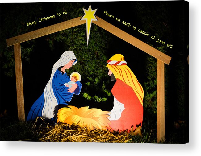 Christmas Display Of Jesus Acrylic Print featuring the photograph O Holy Night by Kenneth Cole