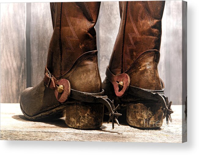 Cowboy Acrylic Print featuring the photograph The Muddy Boots by Olivier Le Queinec