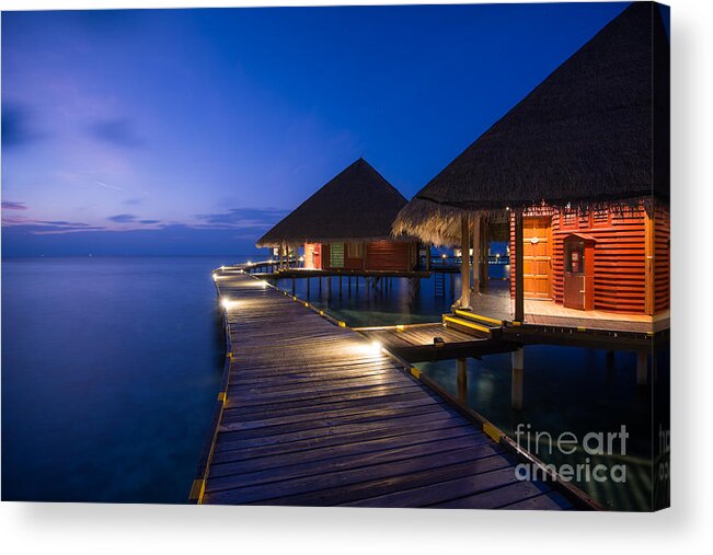 Maldives Acrylic Print featuring the photograph The Night Awakes by Hannes Cmarits