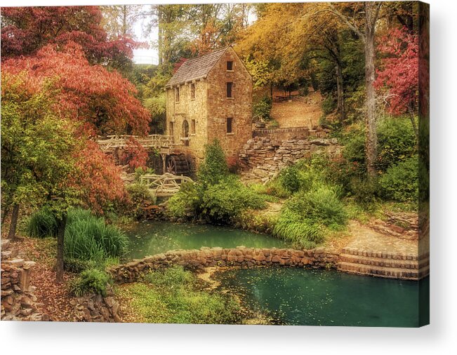 Old Mill Acrylic Print featuring the photograph The Old Mill in Autumn - Arkansas - North Little Rock by Jason Politte