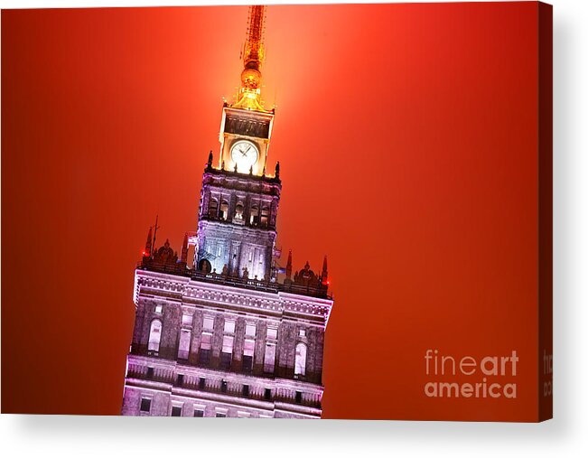 Warsaw Acrylic Print featuring the photograph The Palace of Culture and Science Warsaw Poland by Michal Bednarek