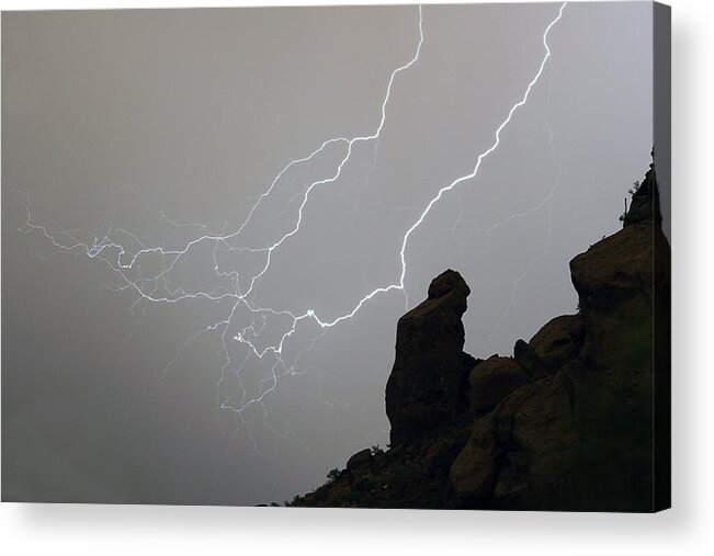 Praying Monk Acrylic Print featuring the photograph The Praying Monk Lightning Storm Chase by James BO Insogna
