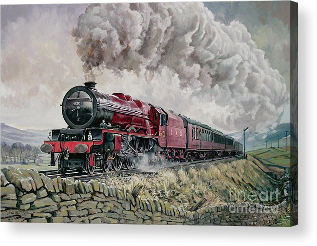 Train Acrylic Print featuring the painting The Princess Elizabeth Storms North in All Weathers by David Nolan