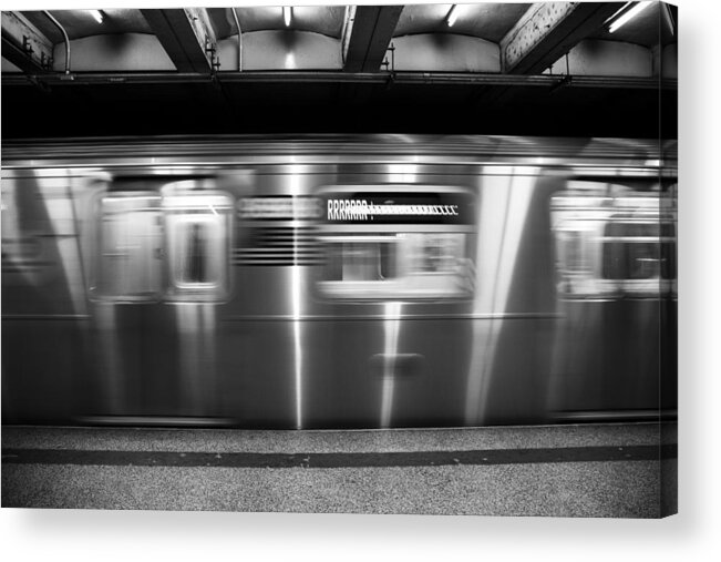 Nyc Acrylic Print featuring the photograph The R train NYC Subway by John McGraw