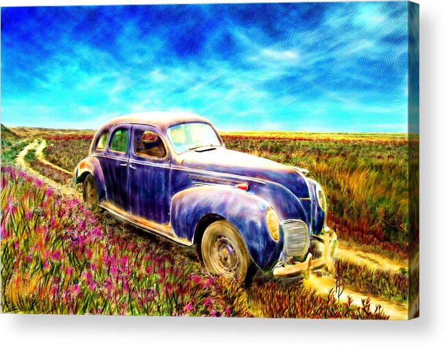 Watercolor Acrylic Print featuring the digital art The Rare and Elusive Lincoln Zephyr by Ric Darrell