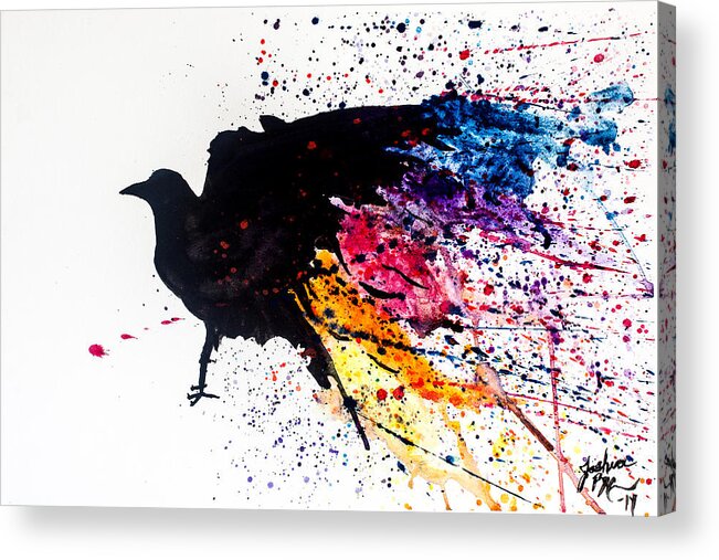 Abstract Acrylic Print featuring the painting The Raven by Joshua Minso