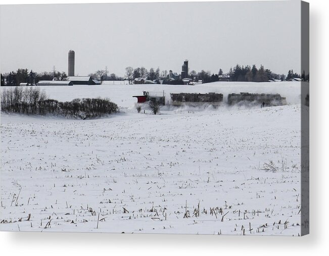 Canadian Pacific Snow Plow Acrylic Print featuring the photograph The red monster railways plow by Nick Mares
