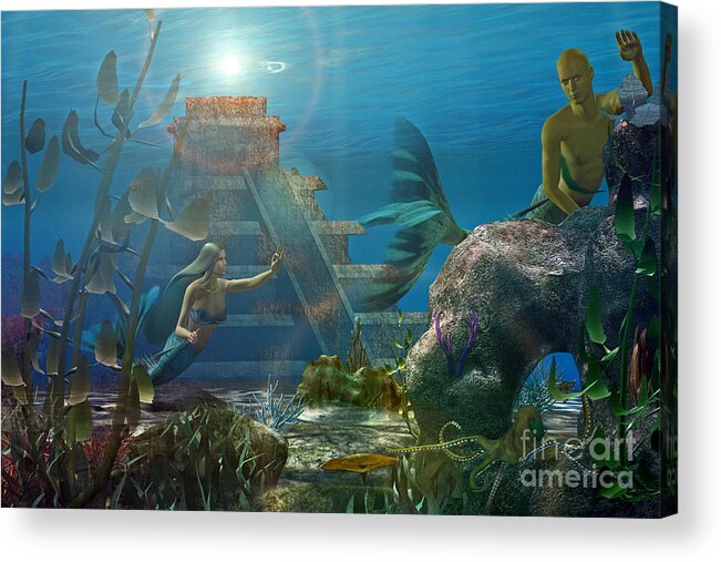 Atlantis Acrylic Print featuring the digital art The Secret Garden by Shadowlea Is