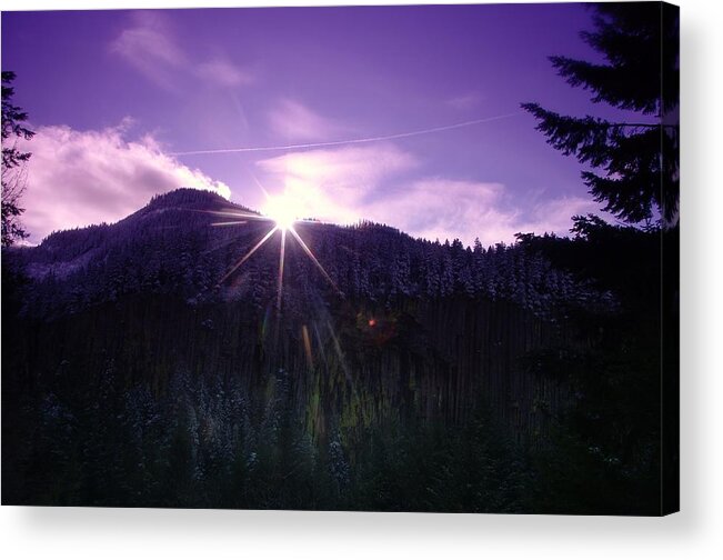 Landscape Acrylic Print featuring the photograph The sun over mountains by Jeff Swan