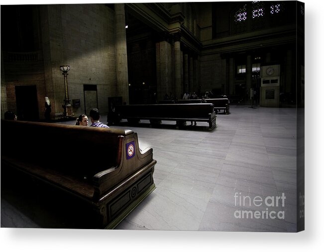 Union Station Acrylic Print featuring the photograph The train station lobby art deco style by Linda Matlow