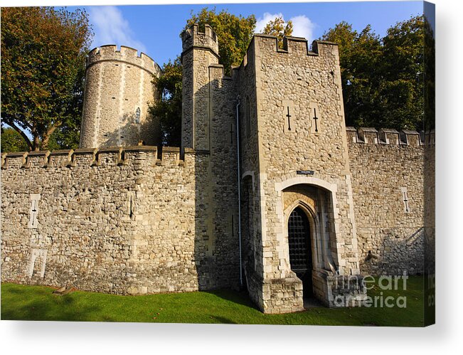 London Acrylic Print featuring the photograph The walls of the Tower of London in London England by Robert Preston